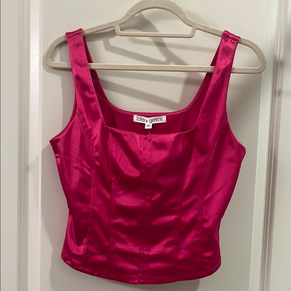 Women's Pink Satin Top